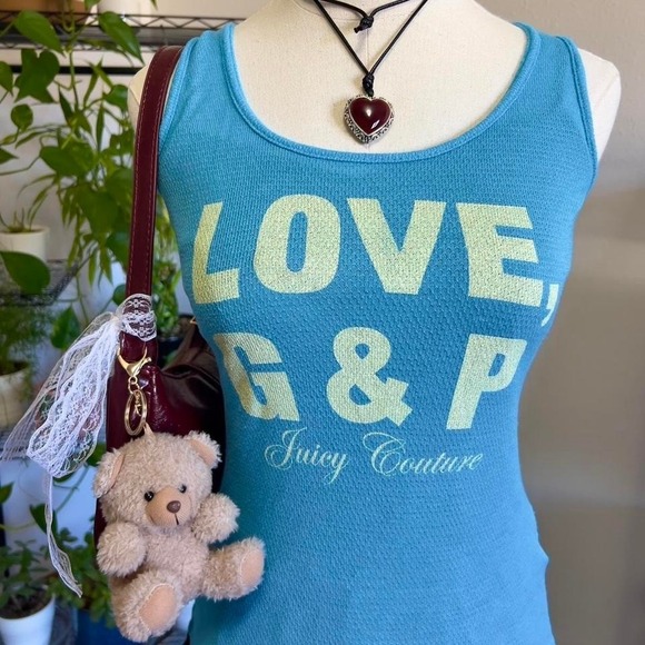 Vintage Y2K Juicy Couture Blue "Love G&P" Tank Top Womens Small 2000s MUSA RARE - Picture 3 of 7